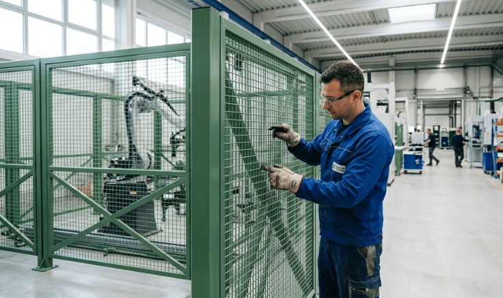 High-quality industrial mesh panels used for machine guarding and industrial safety fencing