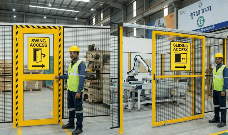 industrial swing safety door for machine guarding